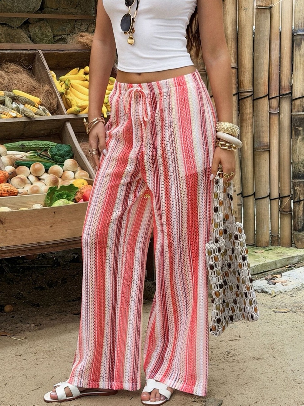 Striped Wide-Leg Pants